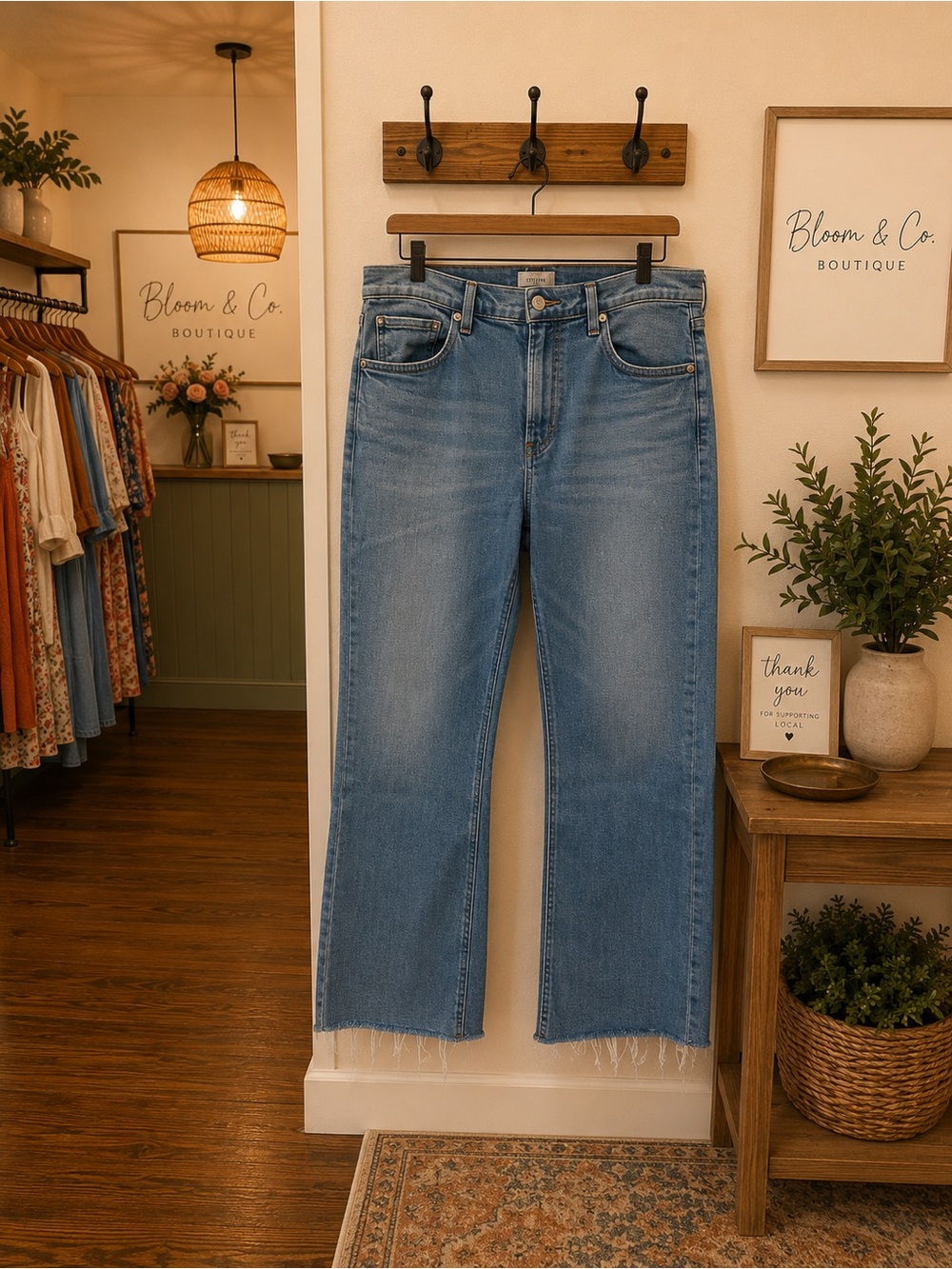 Citizens of Humanity Isola Crop Bootcut Jeans Size 29 Raw Hem Light Wash